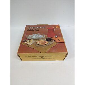 Vintage Federal Glass Hospitality Snack Set Homestead Wheat with 4 Plates 4 Cups